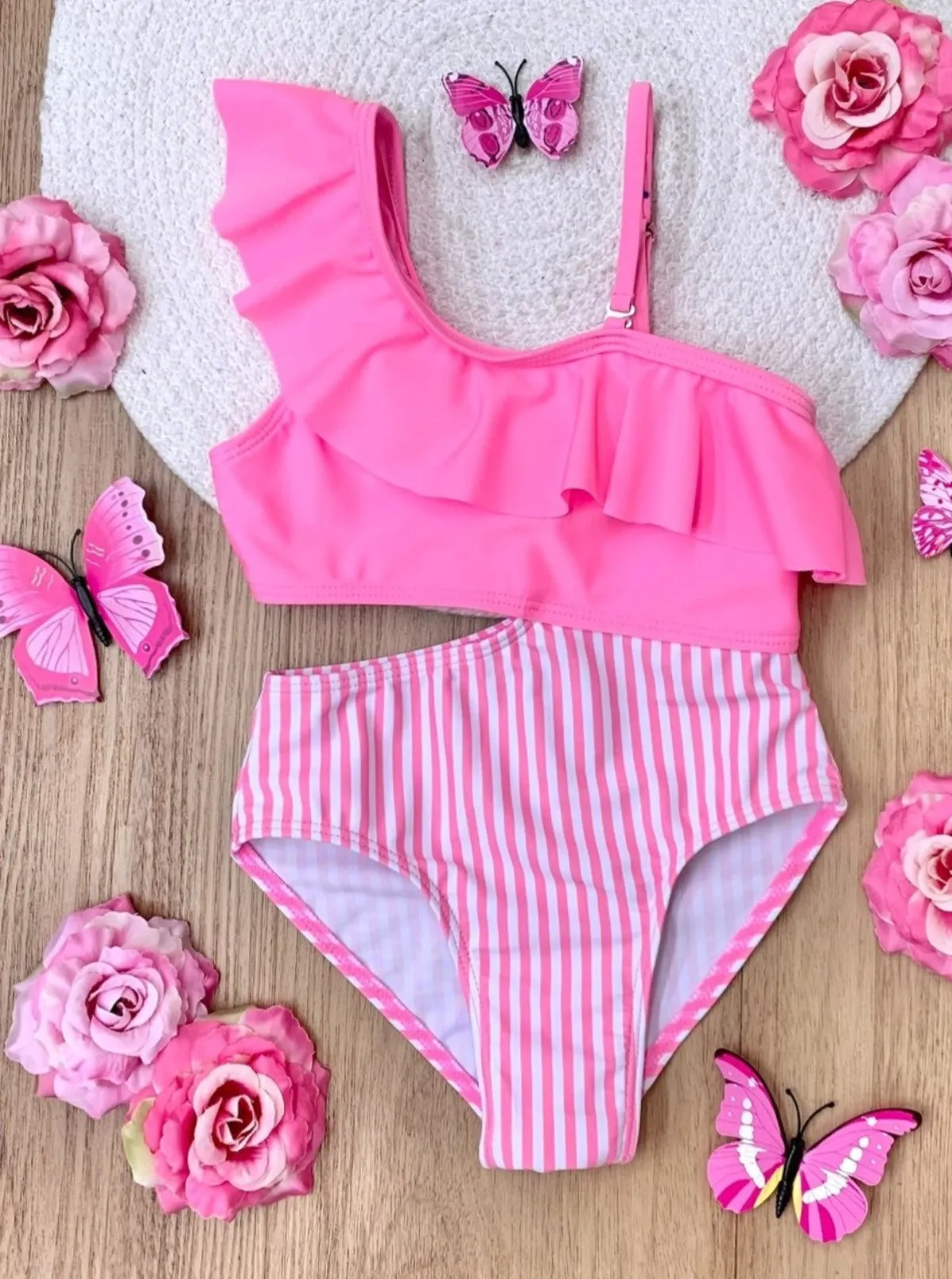 Blush and Splash Pink Ruffle One-Piece Swimsuit