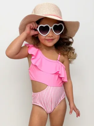 Blush and Splash Pink Ruffle One-Piece Swimsuit