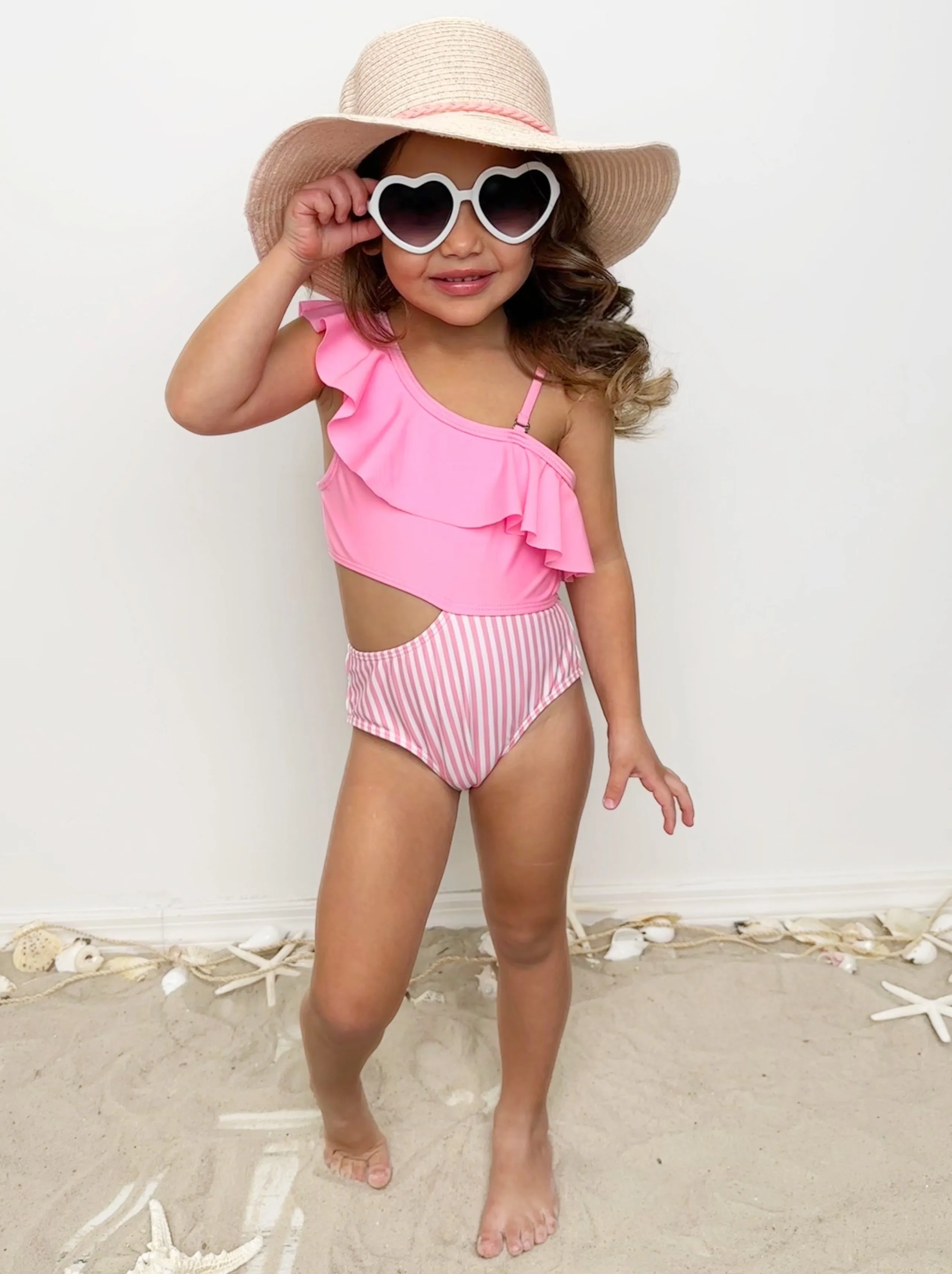 Blush and Splash Pink Ruffle One-Piece Swimsuit