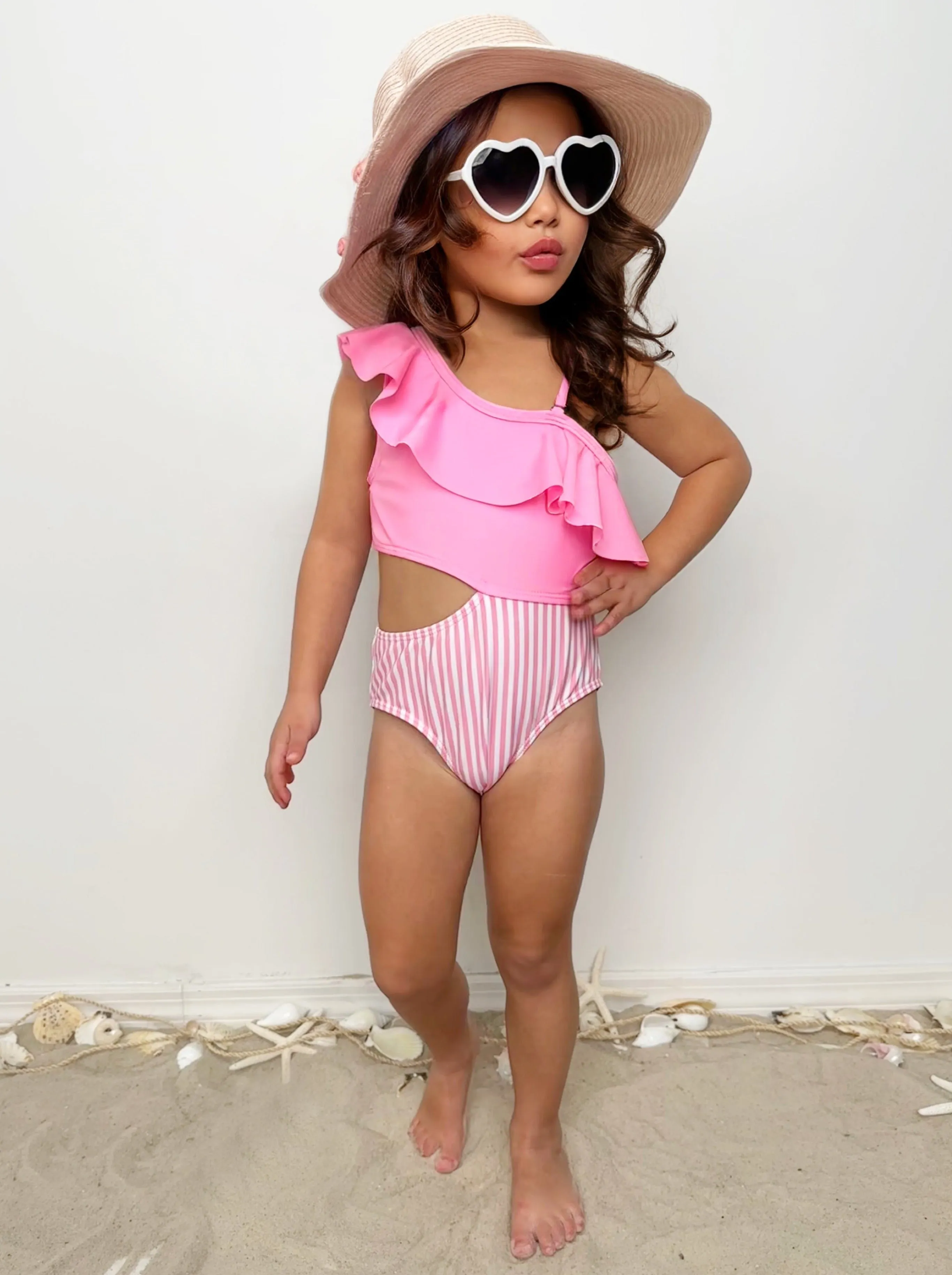 Blush and Splash Pink Ruffle One-Piece Swimsuit