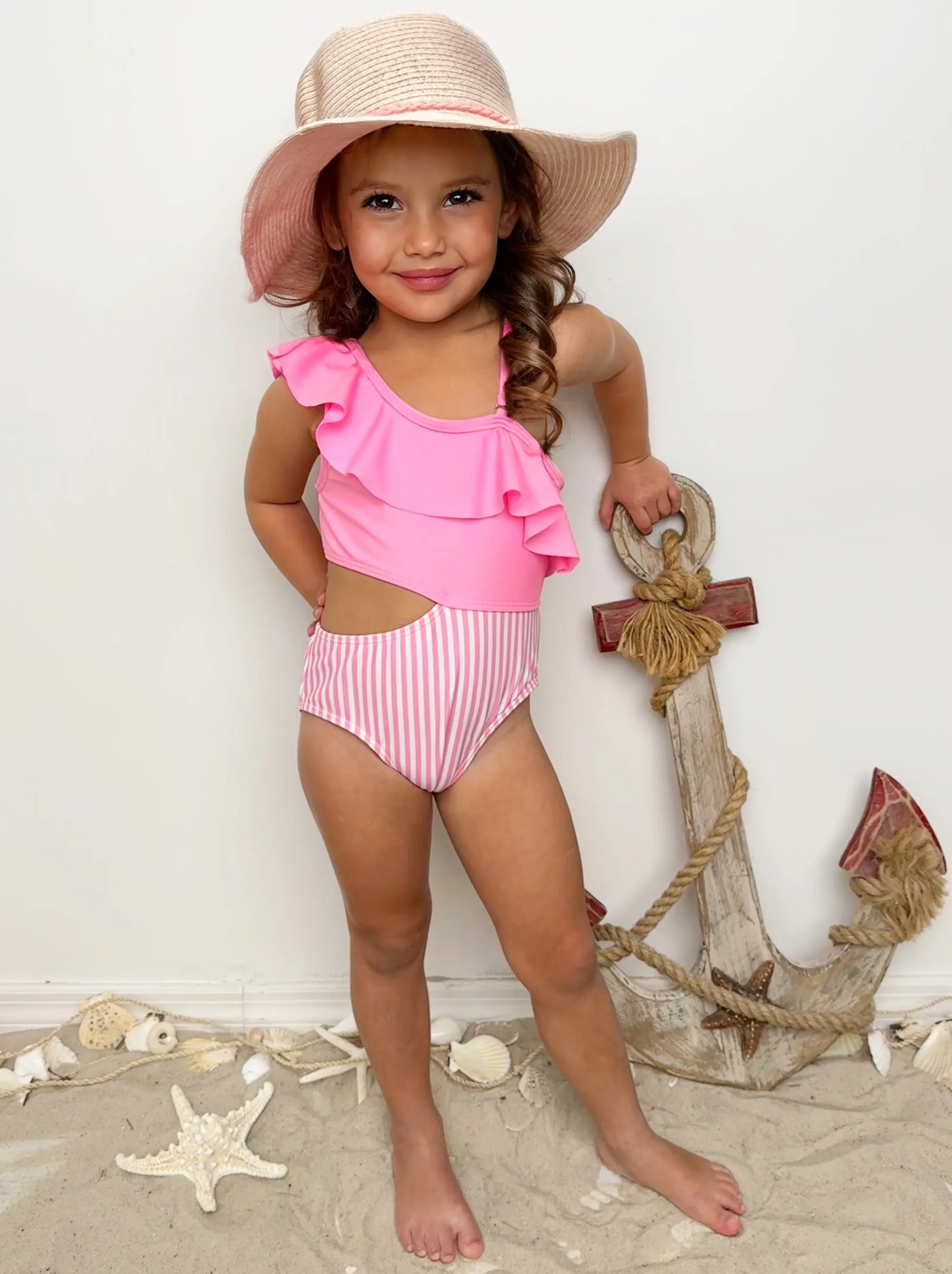 Blush and Splash Pink Ruffle One-Piece Swimsuit