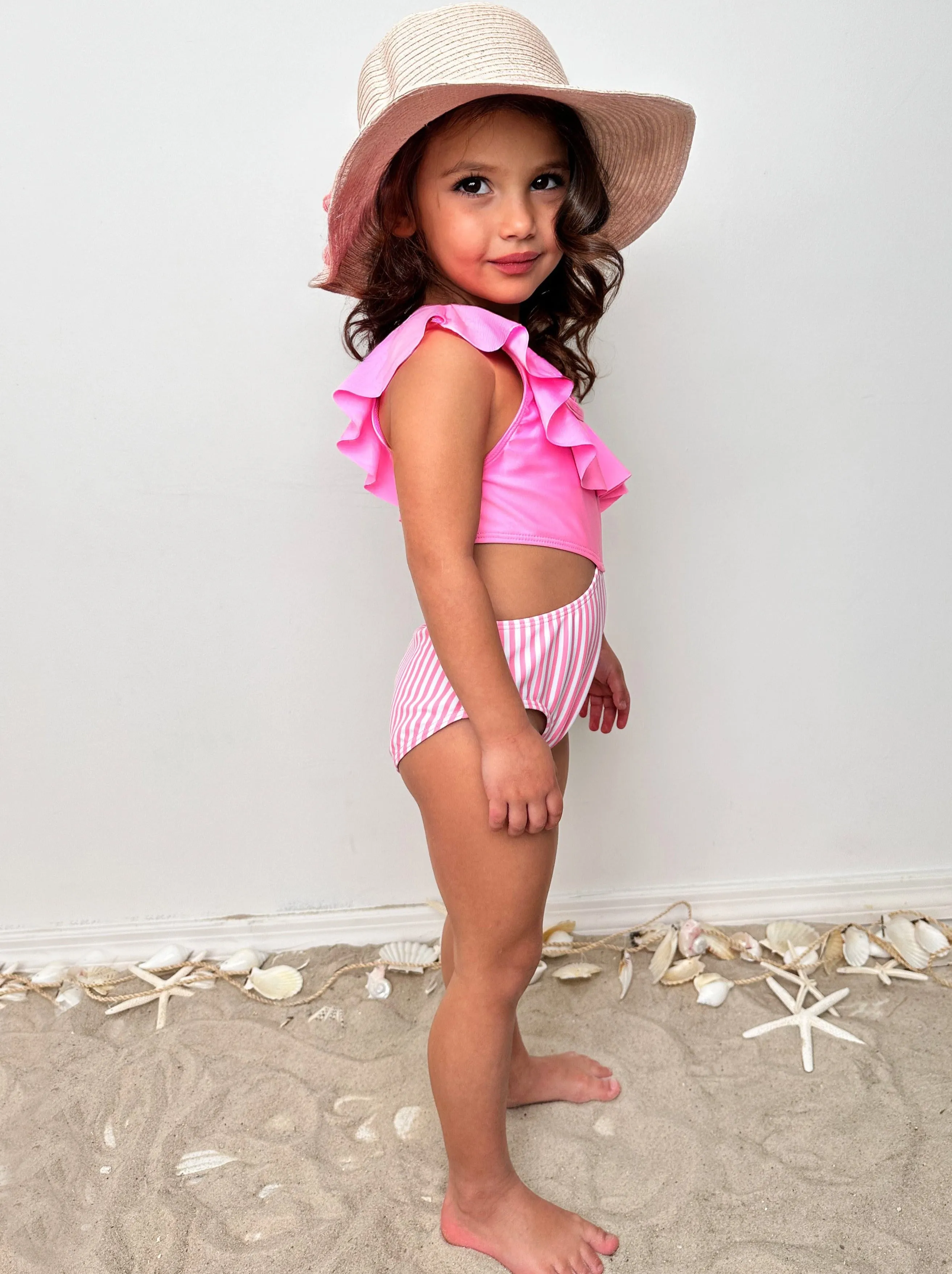 Blush and Splash Pink Ruffle One-Piece Swimsuit