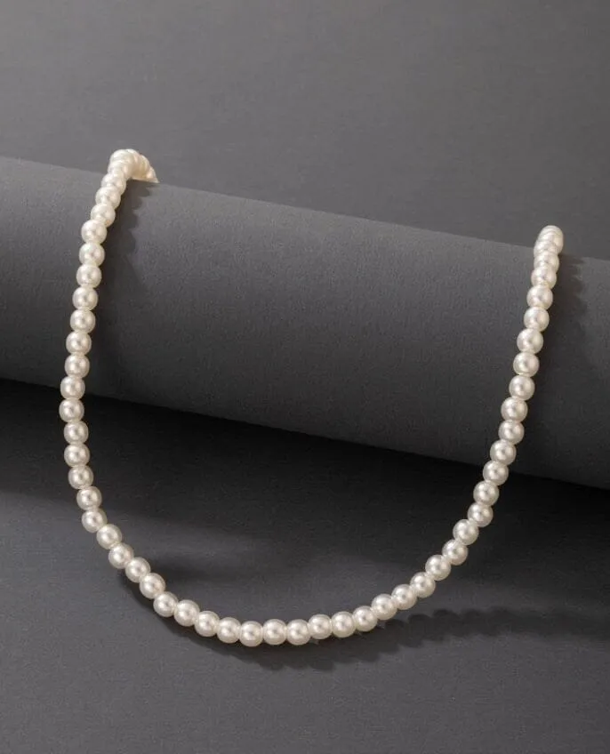Bridal Minimalist Pearl Choker Necklace, Bridesmaid Pearl Bead Necklace, Elegant Wedding Pearl Necklace, Simple Pearl Jewelry