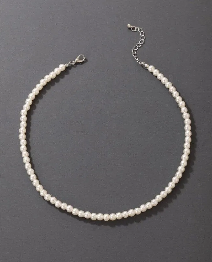Bridal Minimalist Pearl Choker Necklace, Bridesmaid Pearl Bead Necklace, Elegant Wedding Pearl Necklace, Simple Pearl Jewelry