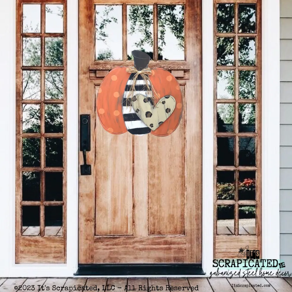 Bubbly Pumpkin with Heart - Striped Pumpkin with Leopard Heart