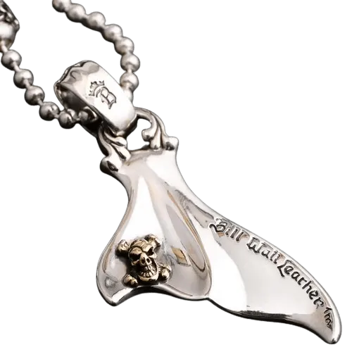 BWL Whale Tail Pendant with Skull