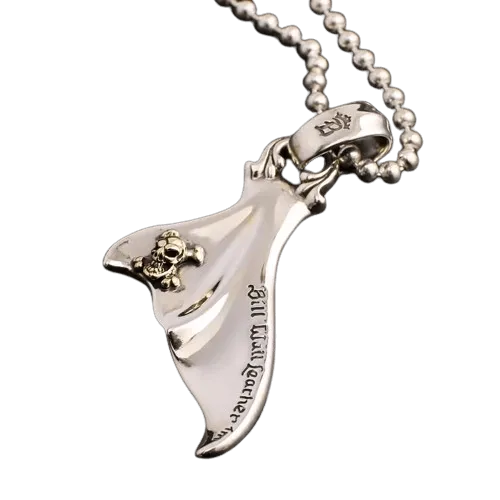 BWL Whale Tail Pendant with Skull