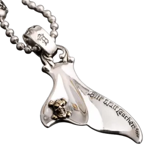 BWL Whale Tail Pendant with Skull