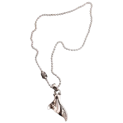 BWL Whale Tail Pendant with Skull