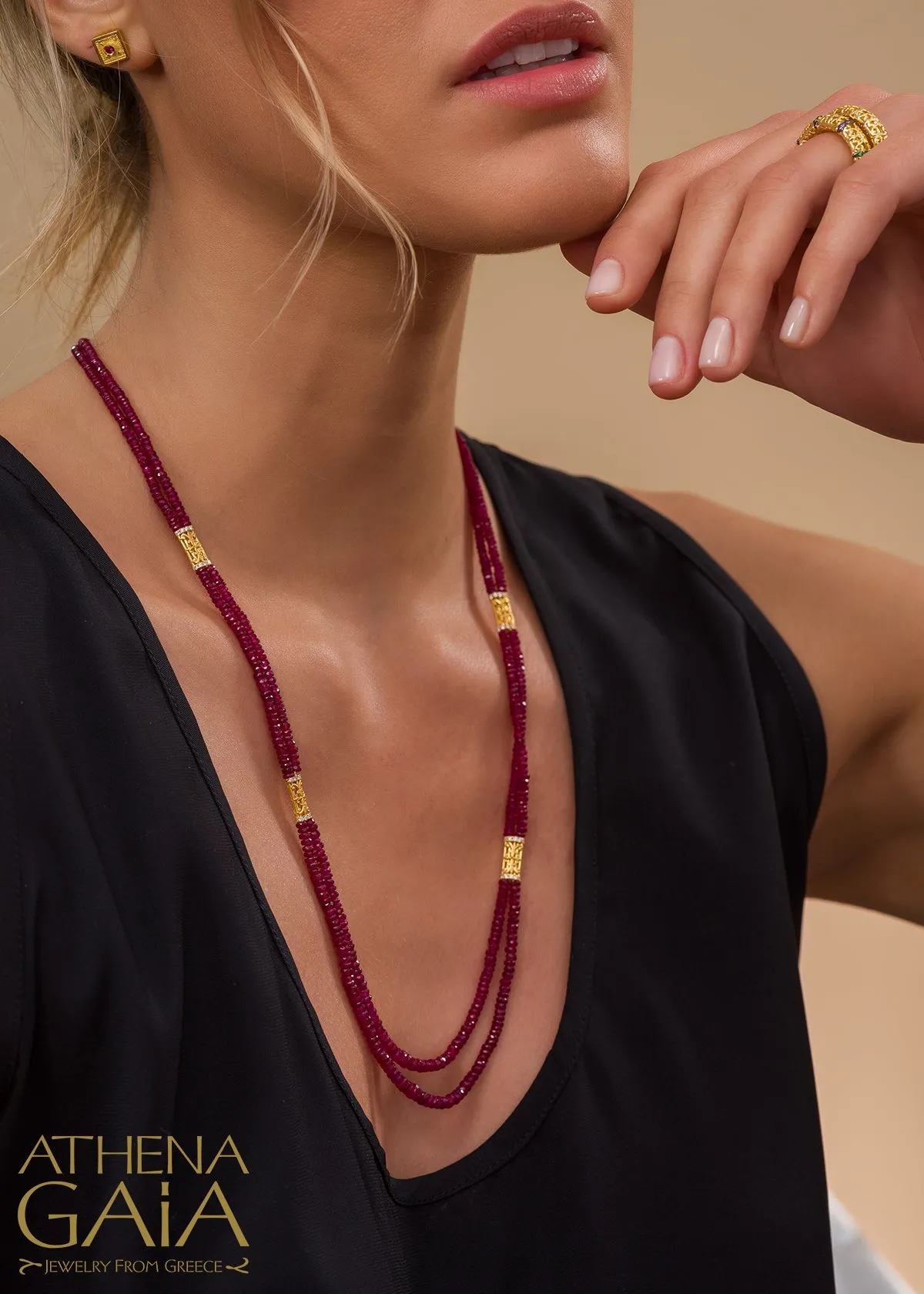 Byzantine Embroidery Double River Necklace