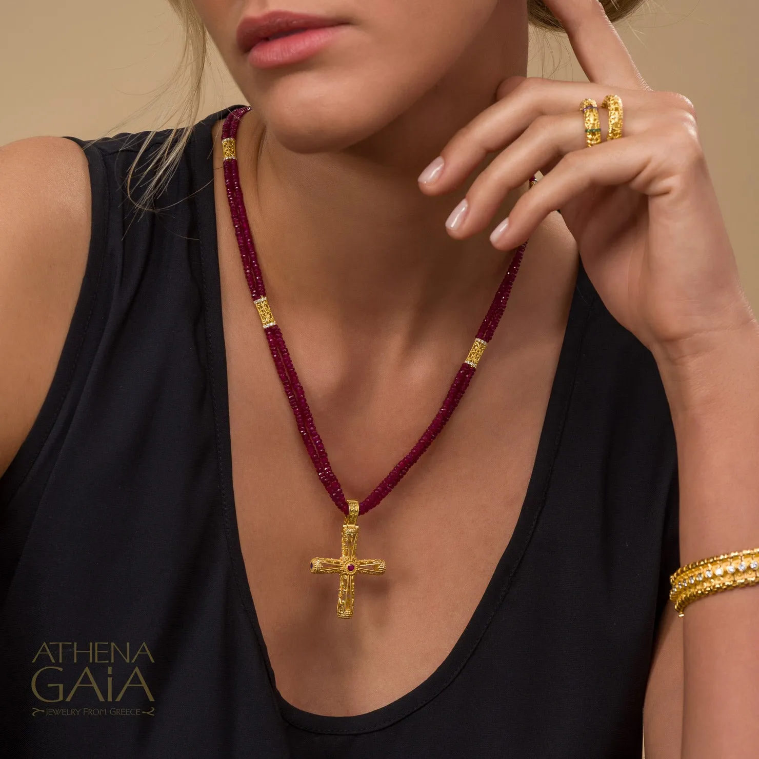 Byzantine Embroidery Double River Necklace