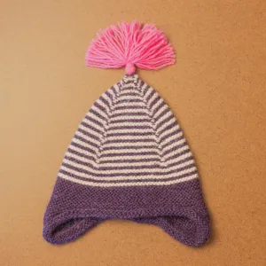 Cabbage & Kings- Kids Striped Beanie in Purple