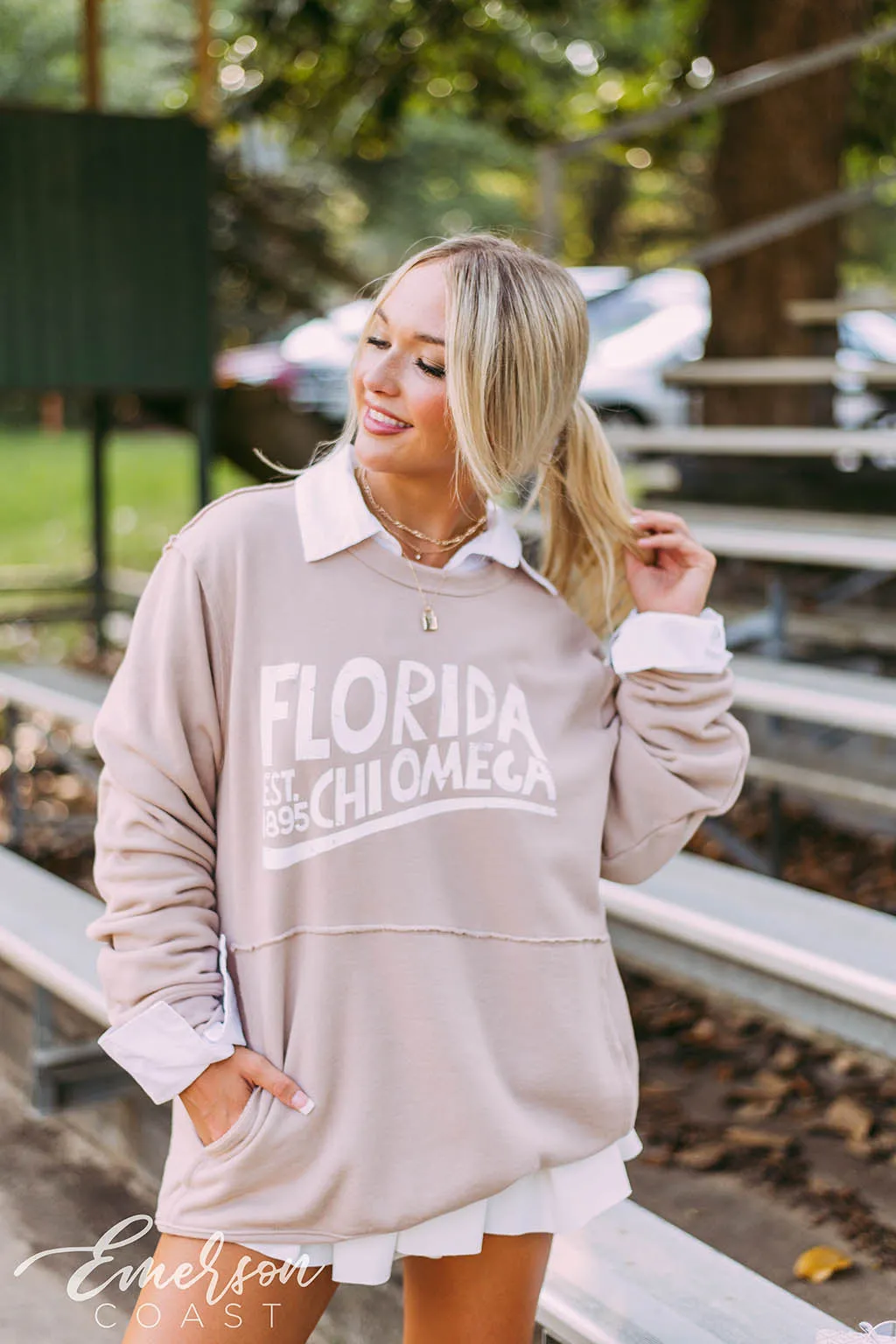 Chi Omega Vintage PR Raw Edge Sweatshirt