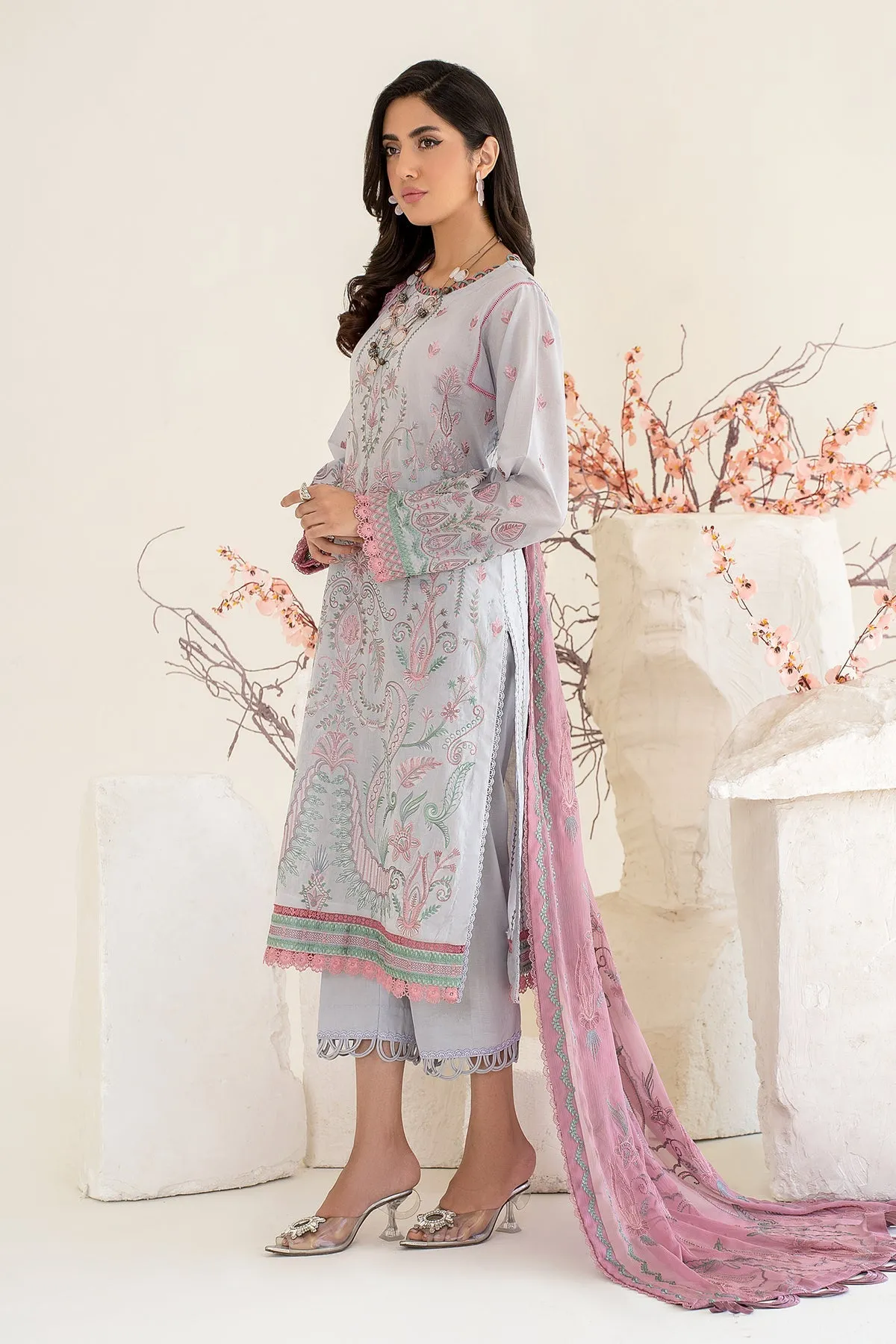 Classic Embroidered Grey Pakistani Salwar Kameez Dupatta Salwar Suit