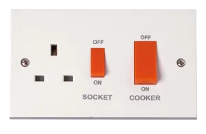Click Polar PRW204 White Moulded 45A Cooker Switch With 13A DP Switched Socket Outlet