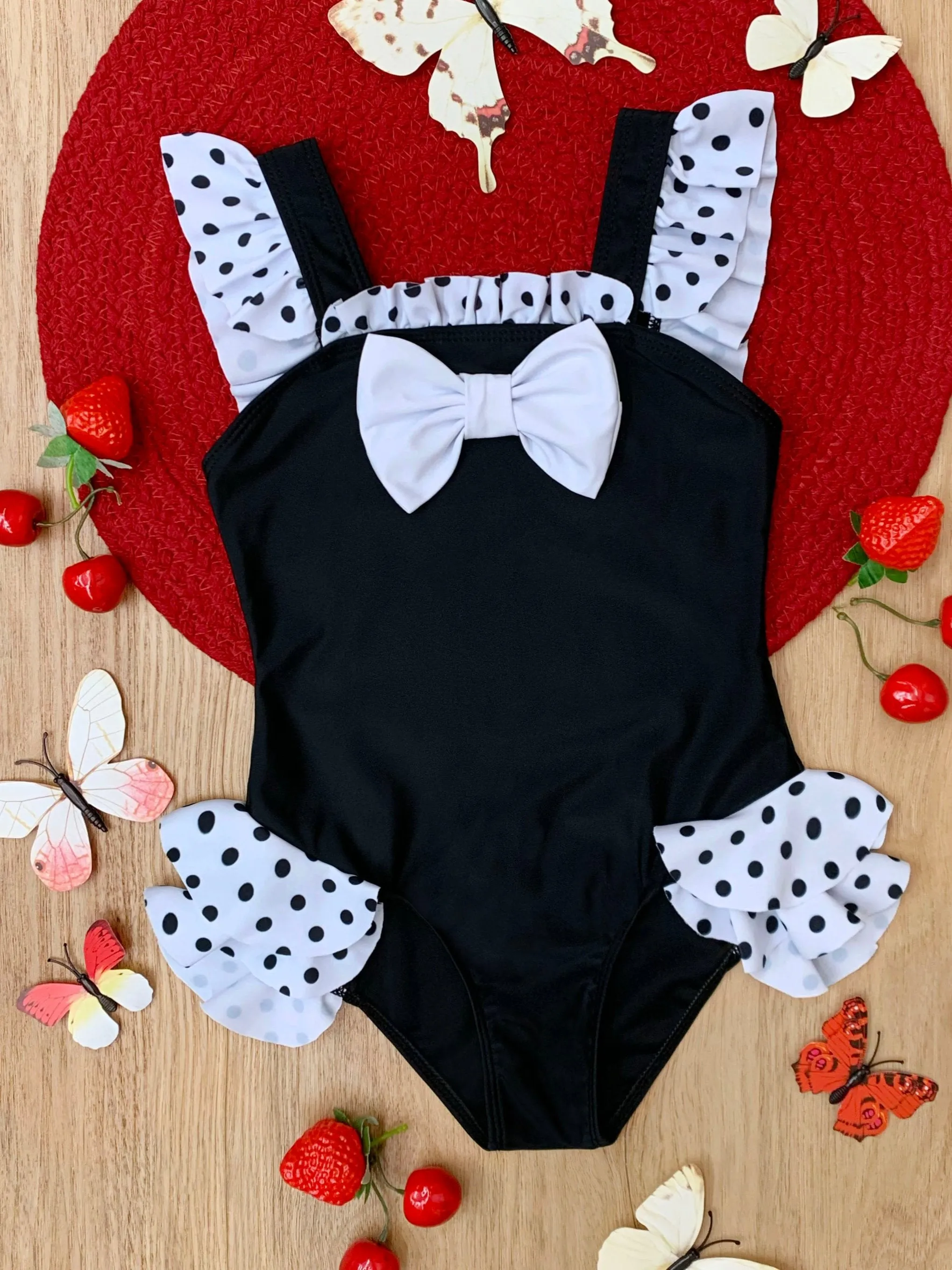 Coastal Charm Polka Dot Bow One Piece Swimsuit