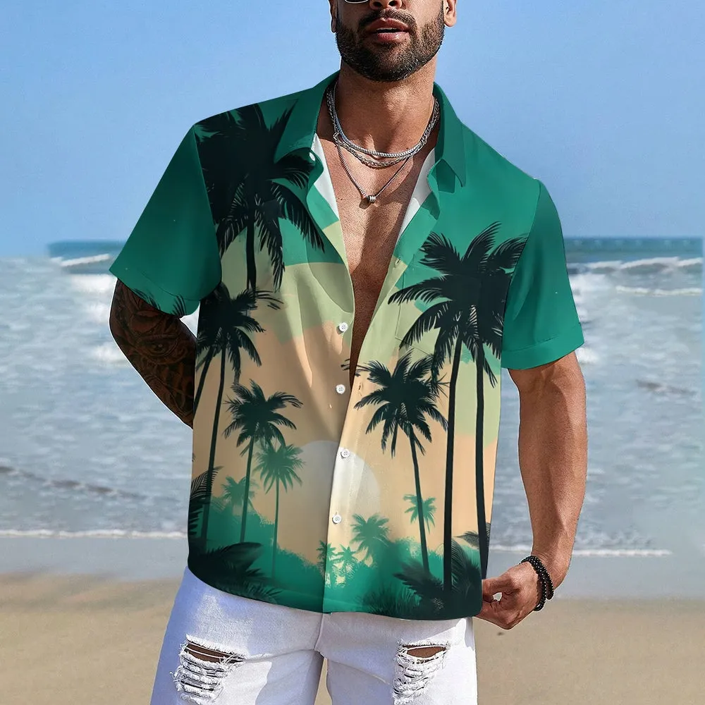 Coconut Grove Print Button Men's Pocket Shirt 2307100669