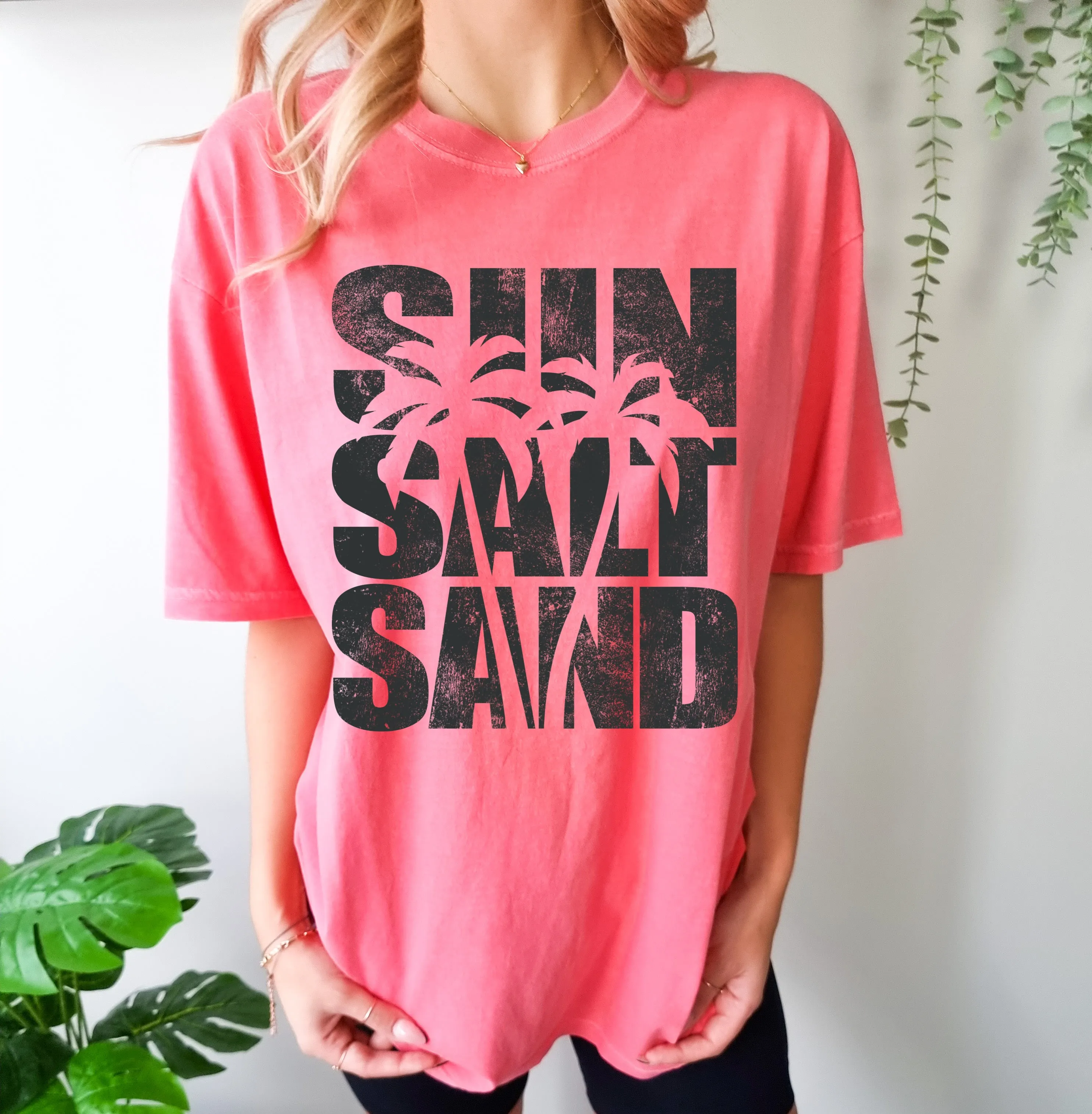 Comfort Colors Sun Salt Sand Beach Cover Up Vacation Summer Tee /Tropical Palm Tree Shirt
