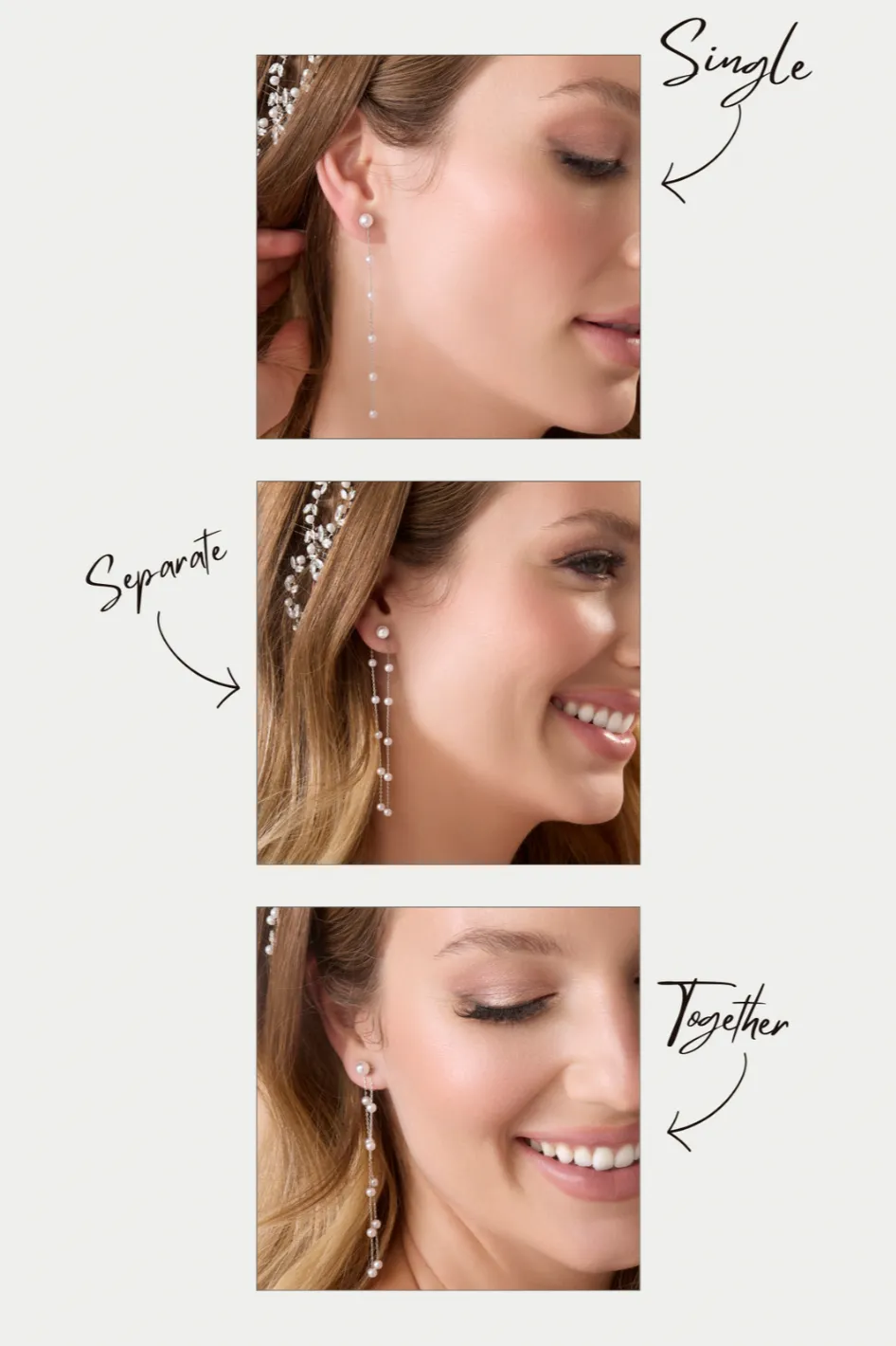 COSETTE Double Drop Pearl Earrings (3-in-1)