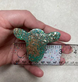 Cow Head Large Glitter Vent Clip Freshies - Single Pack