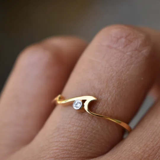 Dainty 2 Wave Diamond Ring