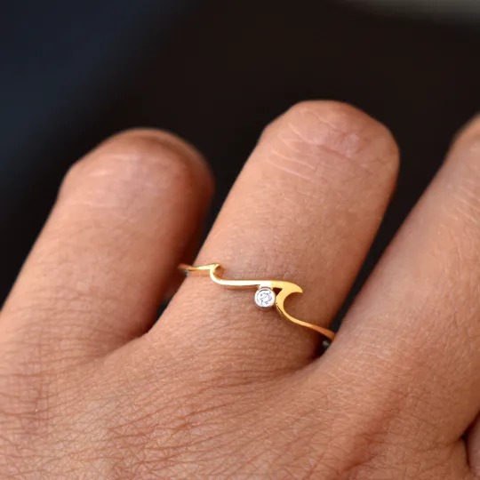 Dainty 2 Wave Diamond Ring