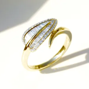 Diamond Tropical Palm Tree Leaf Wrap Ring