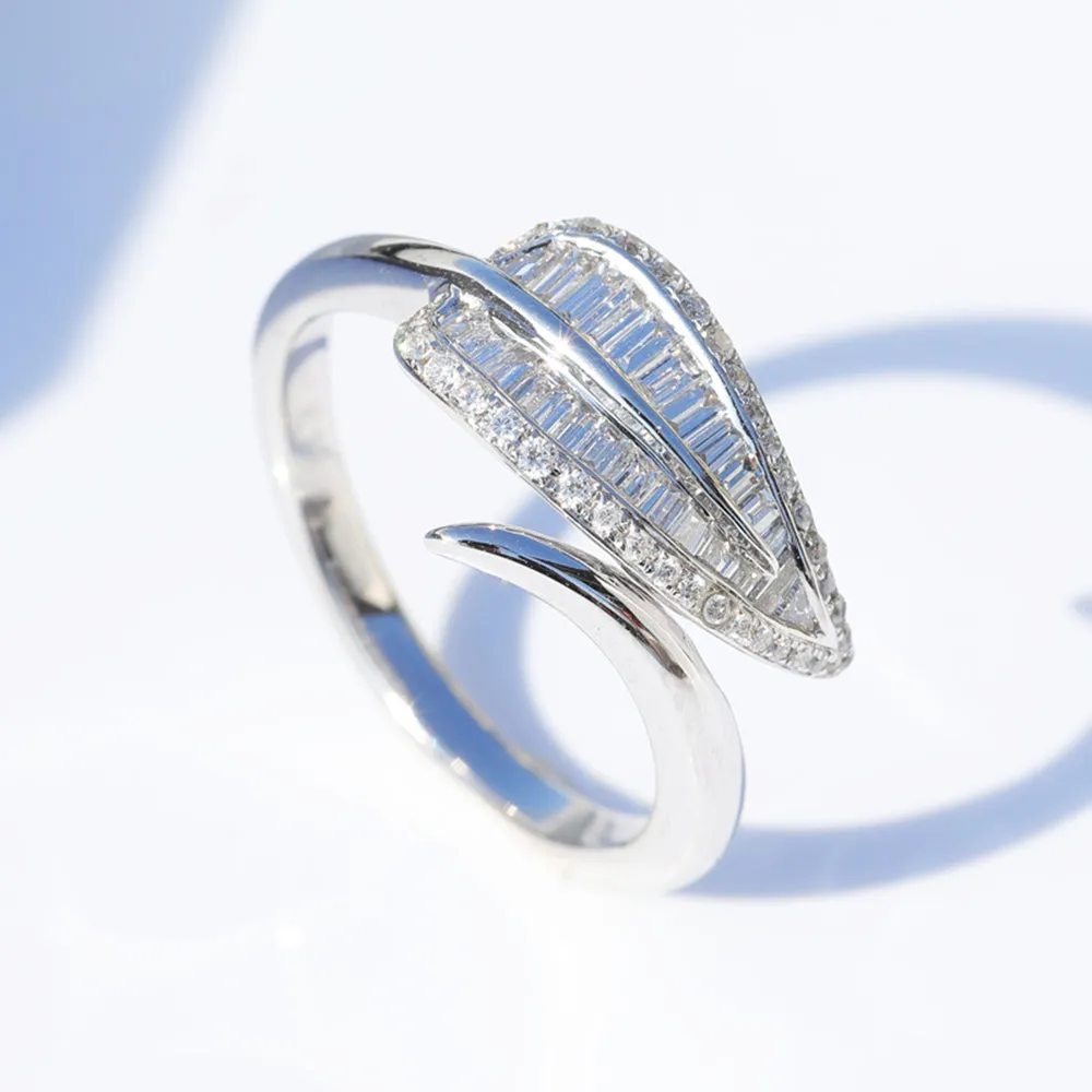 Diamond Tropical Palm Tree Leaf Wrap Ring