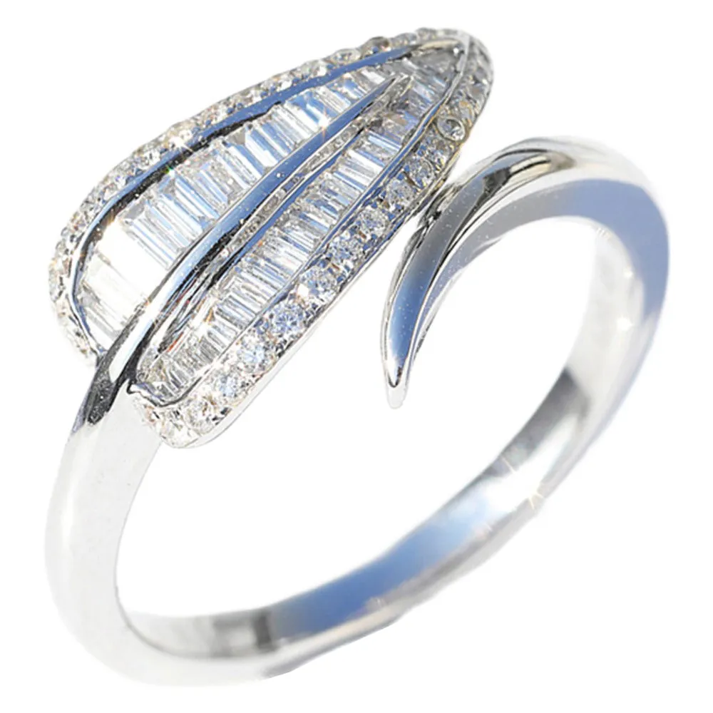 Diamond Tropical Palm Tree Leaf Wrap Ring