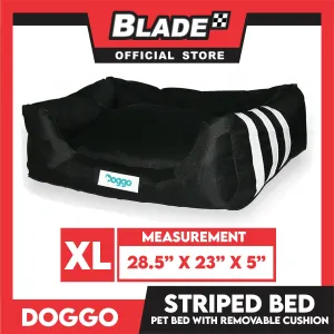 Doggo Striped Bed Black with White Striped (Extra Large) with Removable Cushion