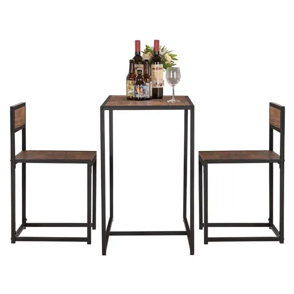 Elm Wood Simple Breakfast Table and Chair Three-Piece