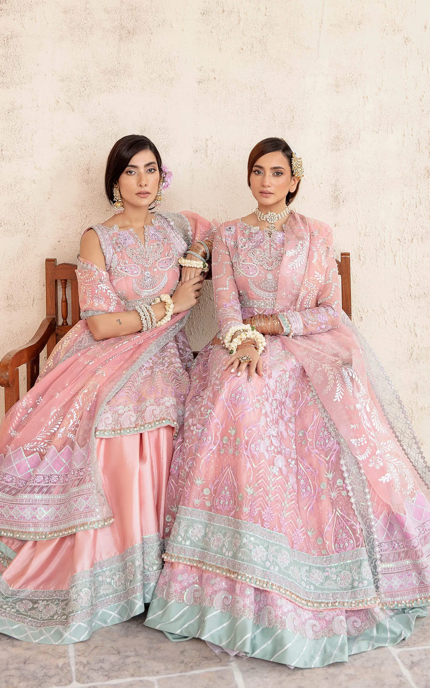 Embroidered Pink Pakistani Party Dress in Pishwas Style