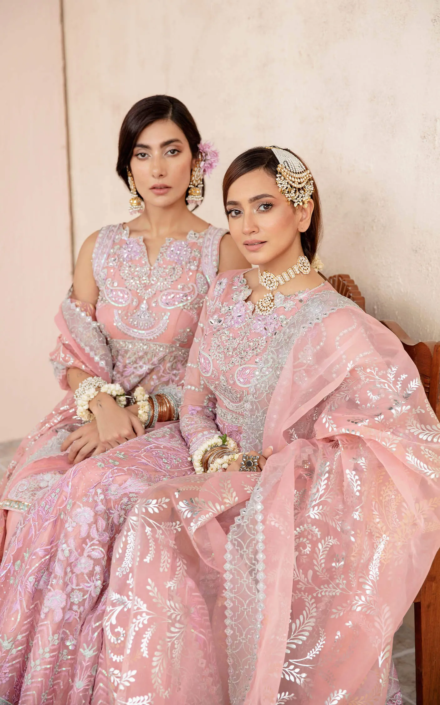 Embroidered Pink Pakistani Party Dress in Pishwas Style