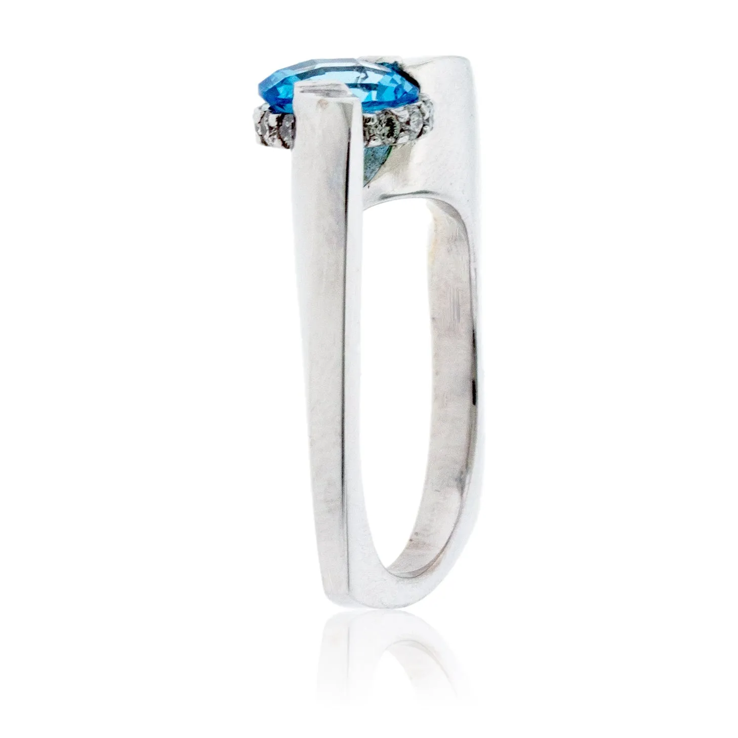 Fancy Round Cut Blue Topaz and Diamond Ring