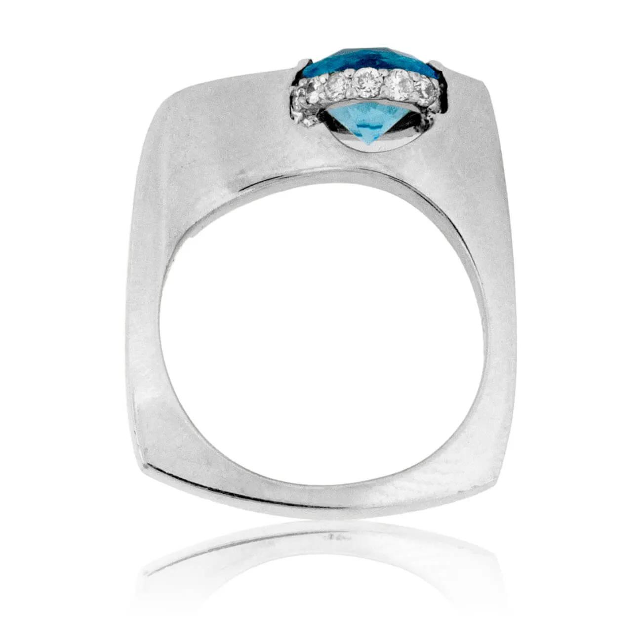 Fancy Round Cut Blue Topaz and Diamond Ring