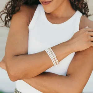 Five Strand Stone And Gold Bracelet Set (White)