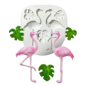 FLAMINGO & MINI JUNGLE/TROPICAL LEAVES