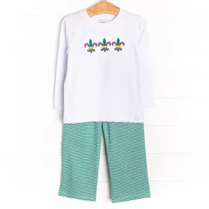 Fleur De Fun Applique Pant Set, Green