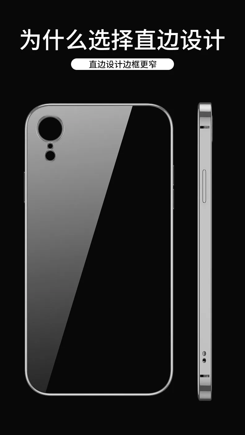 For iPhone X/XS/XR/XS Max Mobile Phone shell Square Transparent electroplating TPU Cover Cell Phone Case black