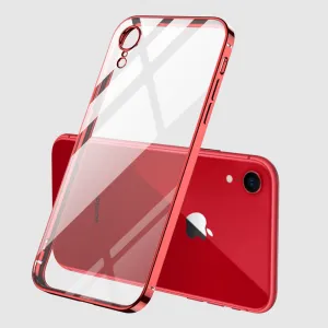 For iPhone X/XS/XR/XS Max Mobile Phone shell Square Transparent electroplating TPU Cover Cell Phone Case red