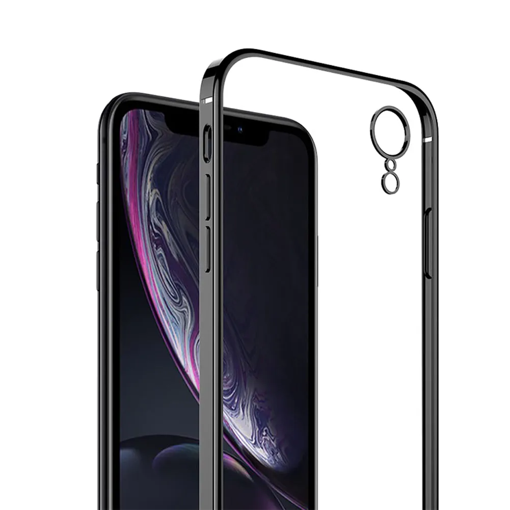 For iPhone X/XS/XR/XS Max Mobile Phone shell Square Transparent electroplating TPU Cover Cell Phone Case Silver