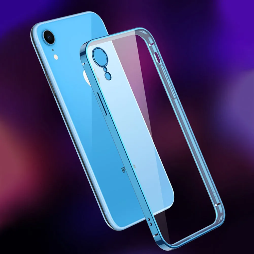For iPhone X/XS/XR/XS Max Mobile Phone shell Square Transparent electroplating TPU Cover Cell Phone Case yellow