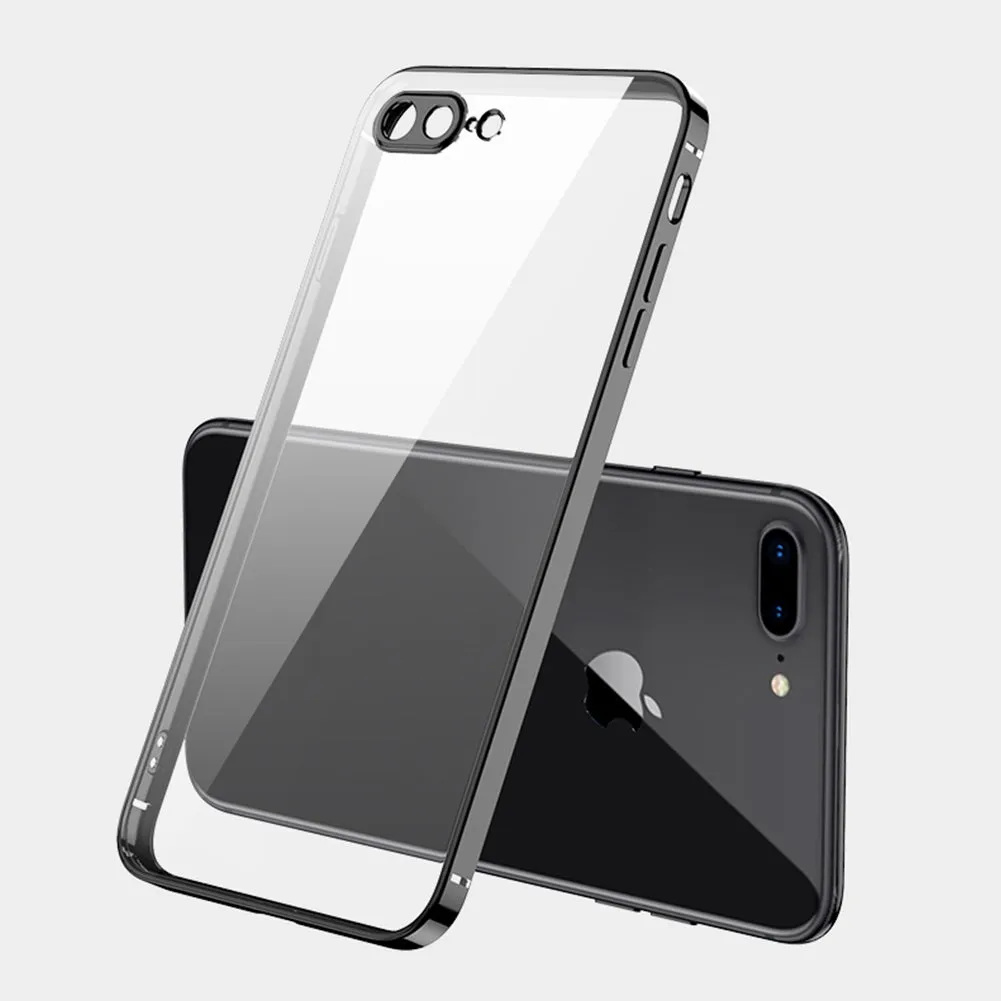 ForiPhone 7/8/SE 2020/7 plus/8 plus/6/6S/6 plus/6S plus Mobile Phone shell Square Transparent electroplating TPU Cover Cell Phone Case Golden