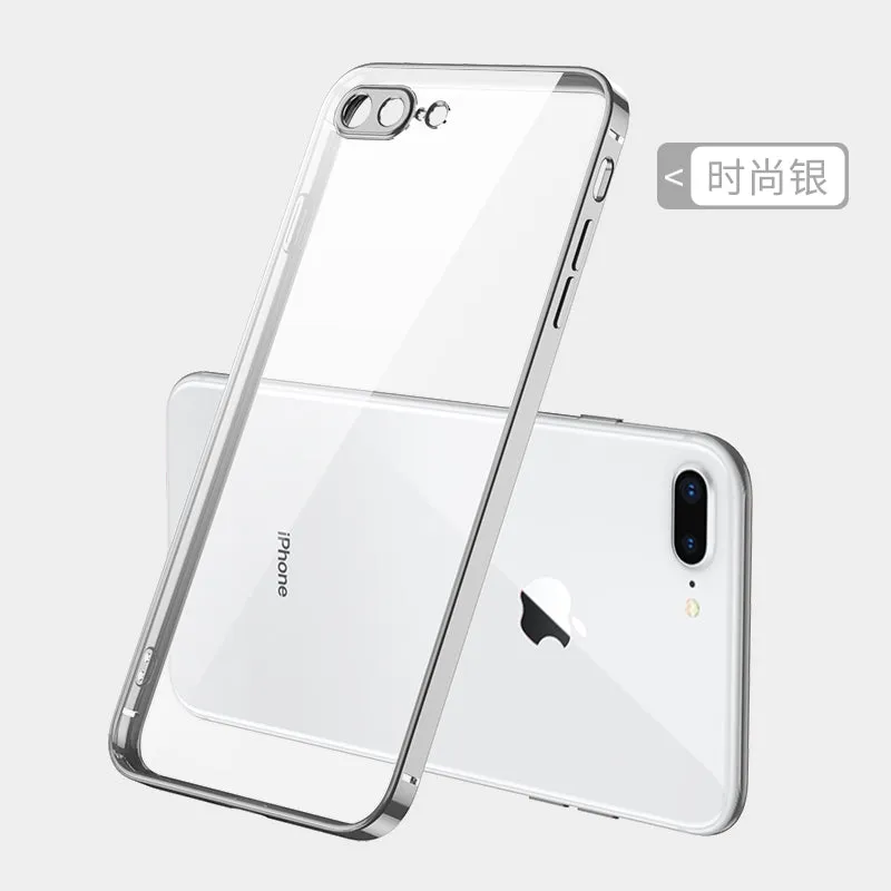 ForiPhone 7/8/SE 2020/7 plus/8 plus/6/6S/6 plus/6S plus Mobile Phone shell Square Transparent electroplating TPU Cover Cell Phone Case Golden