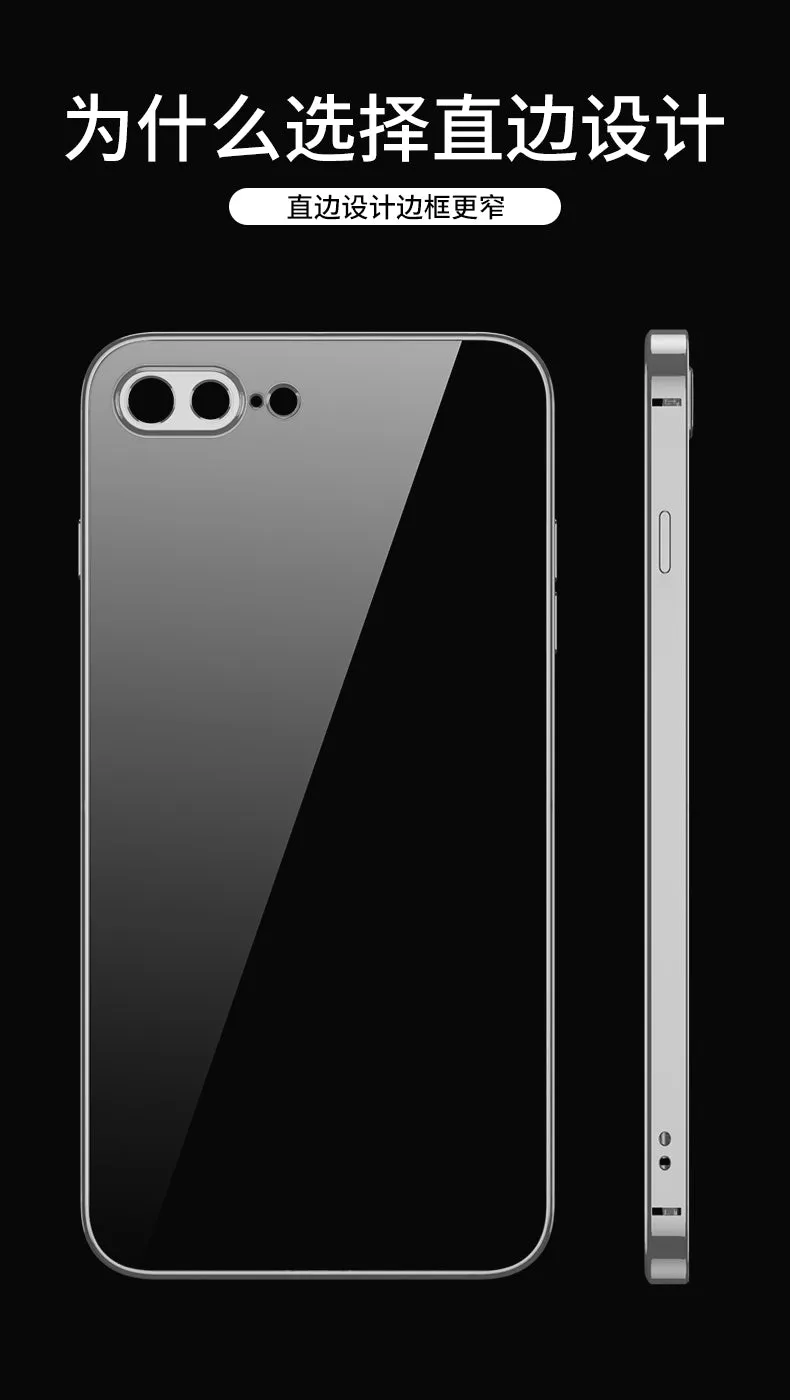 ForiPhone 7/8/SE 2020/7 plus/8 plus/6/6S/6 plus/6S plus Mobile Phone shell Square Transparent electroplating TPU Cover Cell Phone Case Silver
