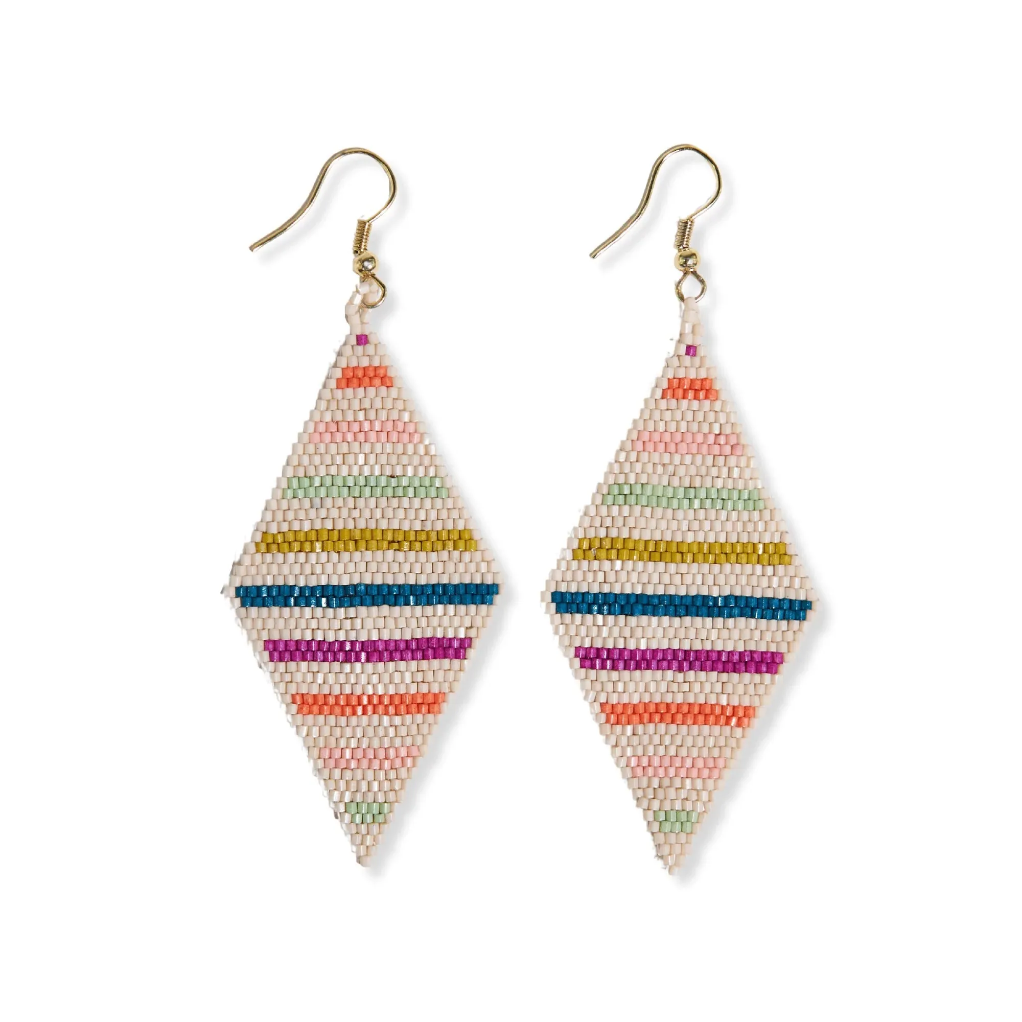 Frida Horizontal Lines Beaded Earrings {Rainbow}