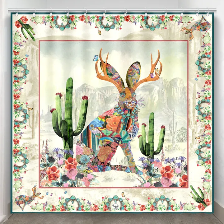 Fringe Jeweled Jackalope Shower Curtain