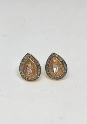Geraldina Teardrop Shaped Earring with Rose Cut Diamonds