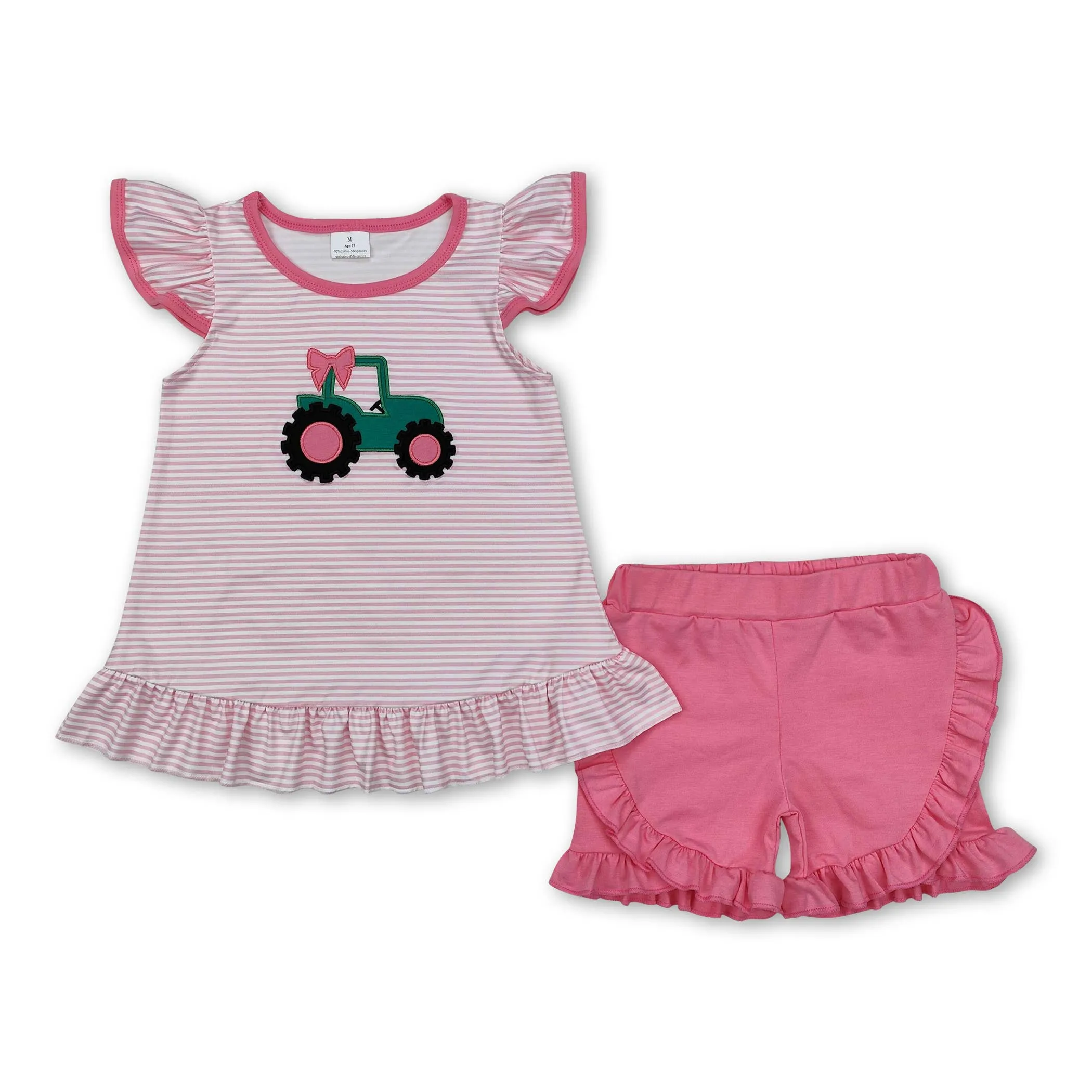 Girls Striped Tractor Set