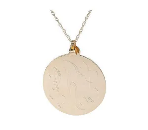 Gold Engraved Disc Monogram Necklace